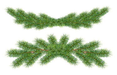 Set of traditional Christmas tree garlands on a transparent background