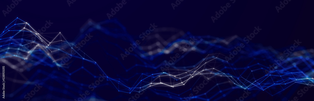 Poster abstract illustration with connected dots and lines. digital network background. the concept of scie