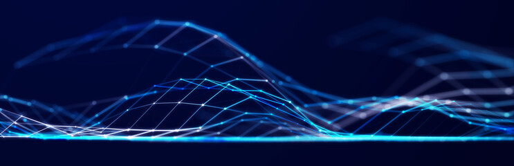 Digital technological background. Abstract structure with connected dots and lines. Big data. 3D rendering.