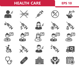 Healthcare Icons. Health Care, Hospital, Medical Vector Icon Set