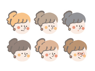 女性　ポップ　アイコン　イラスト　セット