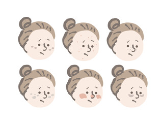 肌トラブル　女性　イラスト　セット