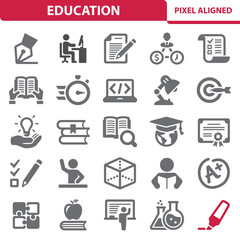 Education Icons. School, University Vector Icon Set