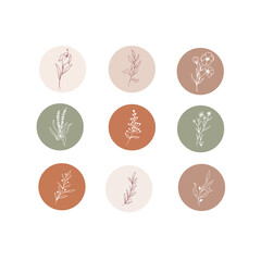 flower circle icon collection set