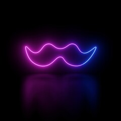 mustache icon or Logo Neon Glowing 3D Illustration image