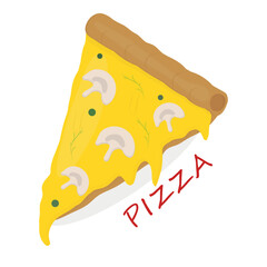 Vector vegetarian pizza with mushrooms