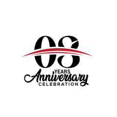 08th anniversary celebration design template for booklet with red and black colour , leaflet, magazine, brochure poster, web, invitation or greeting card. Vector illustration.
