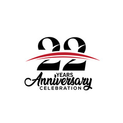 Obraz premium 22nd anniversary celebration design template for booklet with red and black colour , leaflet, magazine, brochure poster, web, invitation or greeting card. Vector illustration. 
