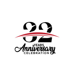 32nd anniversary celebration design template for booklet with red and black colour , leaflet, magazine, brochure poster, web, invitation or greeting card. Vector illustration.
