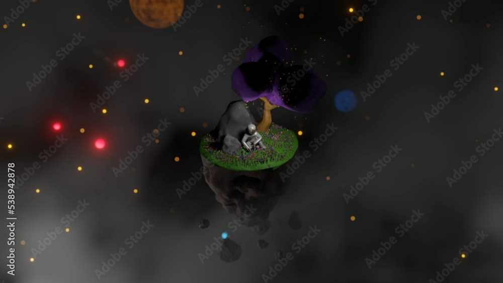 Poster an astronaut in a spacesuit goes inside a sai fi tunnel. 3d render