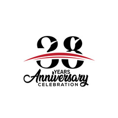 38th anniversary celebration design template for booklet with red and black colour , leaflet, magazine, brochure poster, web, invitation or greeting card. Vector illustration.
