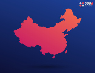 Vector bright orange gradient of China map on dark background. Organized in layers for easy editing.
