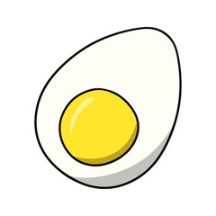 Half of a boiled chicken egg, vector illustration in cartoon