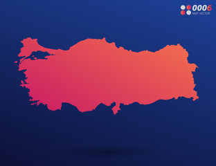 Vector bright orange gradient of Turkey map on dark background. Organized in layers for easy editing.