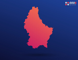 Fototapeta premium Vector bright orange gradient of Luxembourg map on dark background. Organized in layers for easy editing.