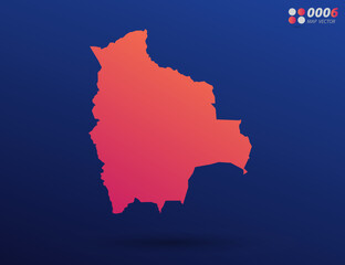 Fototapeta premium Vector bright orange gradient of Bolivia map on dark background. Organized in layers for easy editing.