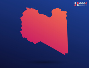 Vector bright orange gradient of Libya map on dark background. Organized in layers for easy editing.