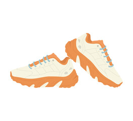 Fashionable sports pair of shoes, pair of shoes. Flat vector illustration isolated on white background