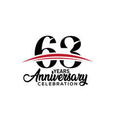 63rd anniversary celebration design template for booklet with red and black colour , leaflet, magazine, brochure poster, web, invitation or greeting card. Vector illustration.

