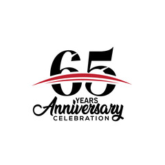 65th anniversary celebration design template for booklet with red and black colour , leaflet, magazine, brochure poster, web, invitation or greeting card. Vector illustration.
