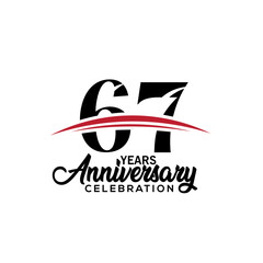 67th anniversary celebration design template for booklet with red and black colour , leaflet, magazine, brochure poster, web, invitation or greeting card. Vector illustration.
