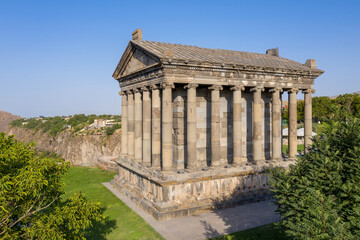 View of Garni temple on sunny morning. Armenia.
