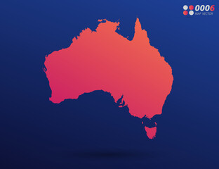 Fototapeta premium Vector bright orange gradient of Australia map on dark background. Organized in layers for easy editing.