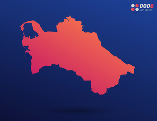 Naklejka premium Vector bright orange gradient of Turkmenistan map on dark background. Organized in layers for easy editing.