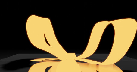 Render with a glowing ribbon on a black box