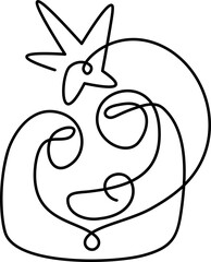Christmas Vector Christian icon religious Nativity Scene of baby Jesus with Mary and Joseph. Continuous art line drawing, print for clothes and logo design, emblem one single line, isolated abstract