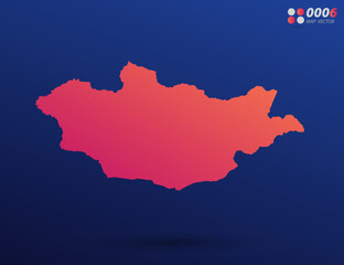 Vector bright orange gradient of Mongolia map on dark background. Organized in layers for easy editing.