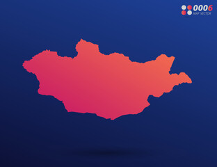 Fototapeta premium Vector bright orange gradient of Mongolia map on dark background. Organized in layers for easy editing.