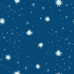 Fototapeta na wymiar Blue and white dot, star, snowflake, spot seamless repeat pattern. Vector illustration. Pattern for print, wallpaper, textile, fashion, scrapbooking, gift wrap, cover.