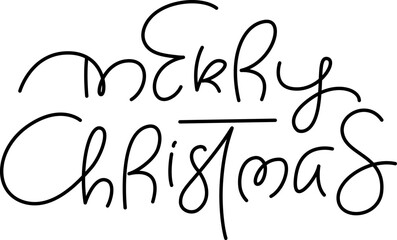 Merry Christmas hand lettering calligraphy text isolated on white background. Vector holiday illustration element Quote. Xmas script calligraphic phrase