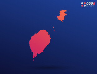 Fototapeta premium Vector bright orange gradient of Sao Tome map on dark background. Organized in layers for easy editing.
