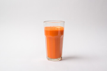 Carrot juice on white background , healthy eating concept
