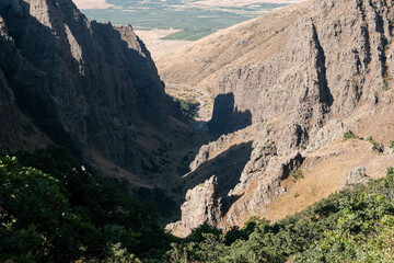 Mount Ara Gorge on sunny summer day. Armenia.