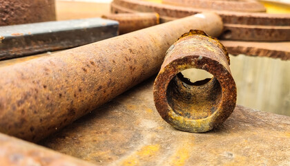 Extreme close-up of rusty old pipes