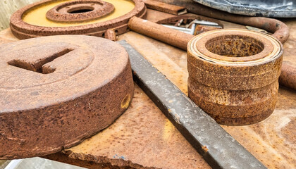 Extreme close-up of rusty old pipes
