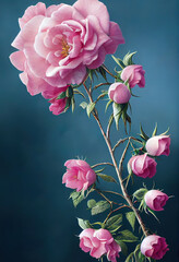 Pink blooming rose 3d illustrated
