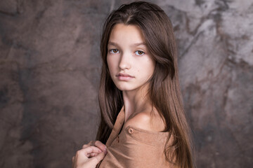 Studio portrait of a young teen girl