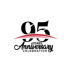 95th anniversary celebration design template for booklet with red and black colour , leaflet, magazine, brochure poster, web, invitation or greeting card. Vector illustration.
