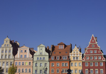 Fototapeta na wymiar Colorful tenement houses in Europe Poland