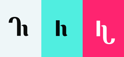Set of letter H minimal logo icon design template elements