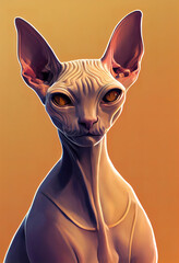 Scary sphinx cat 3d illustrated 
