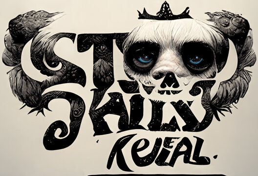 Crown illustration with skull and graphic design "stay real" . Clipart.