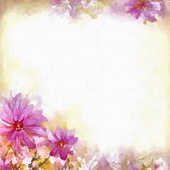 Digital drawing of floral background in painting on paper style