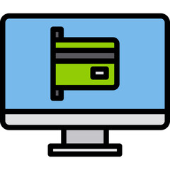Credit card blue outline icon