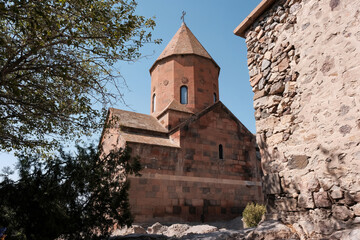Fototapeta na wymiar Surb Astvatzatzin Church of Khor Virap monastery on sunny summer day. Ararat Province, Armenia.