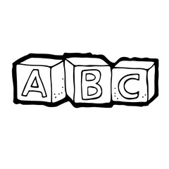 Alphabet blocks for children, letters cubes vector illustration, hand drawn cartoon sketch isolated on a white background